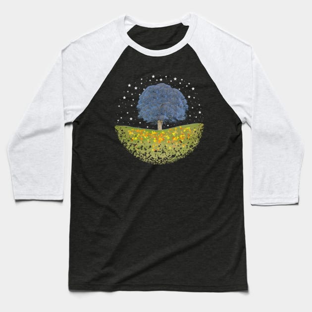 Starry Night Sky Baseball T-Shirt by wanungara